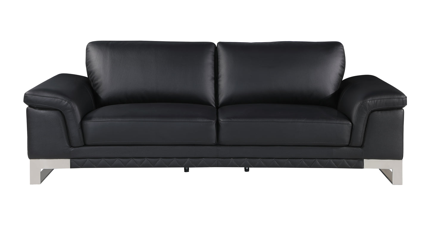 Jessi Top Grain Italian Leather Loveseat - Black