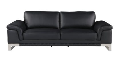 Jessi Top Grain Italian Leather Loveseat - Black