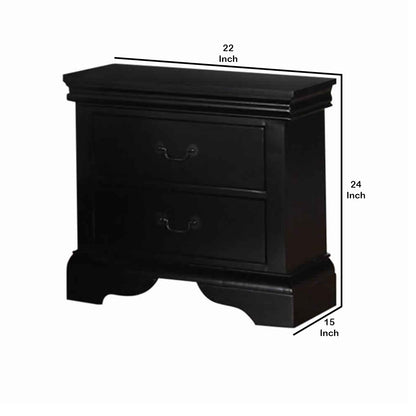 Randa Pine wood Nightstand - Black