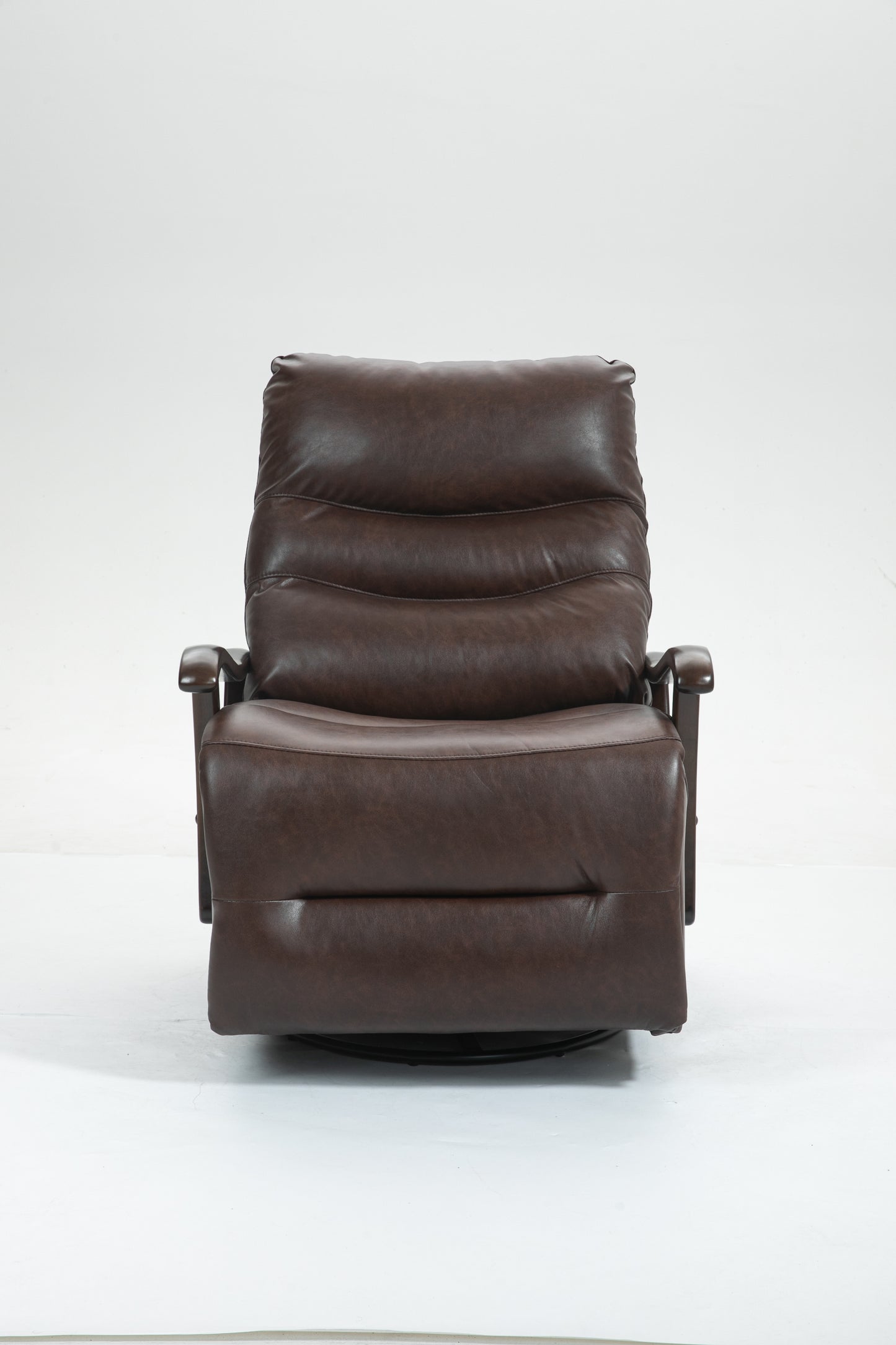 Tyler Swivel Power Recliner with Solid Wood Armrests - Brown