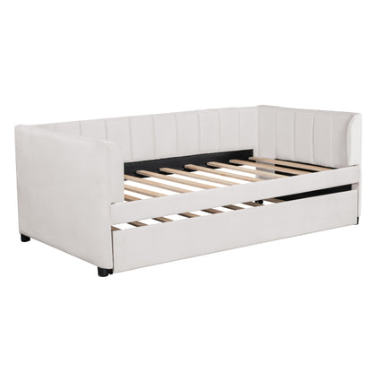 Tano Twin Size Upholstered Daybed with Trundle - Beige