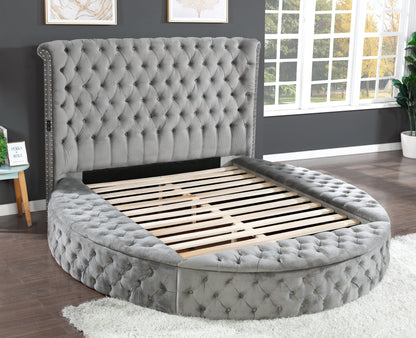 Hazel Queen Size Tufted Storage Bed - Gray