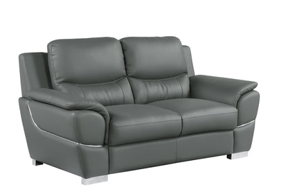 Harvey Genuine Leather Loveseat - Gray