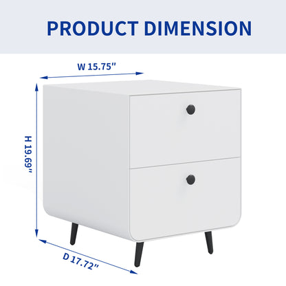 Jif Modern Nightstand With 2 Drawers - White