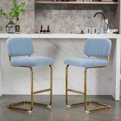 Theodore Fabric Modern Counter Height Stools - Blue Set of 2