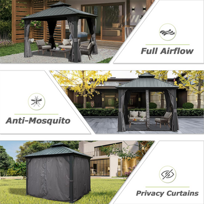 Emerson 10 X 10 ft Hardtop Gazebo - Gray