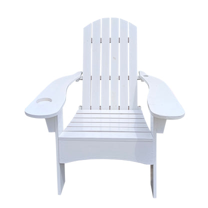 Surno Outdoor Wood Adirondack Chair with Umbrellaan hole - White