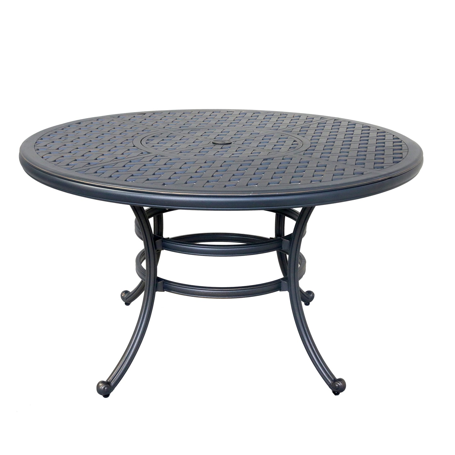 Neda 5 Pc Aluminum Round Dining Set with Cushions - Navy Blue