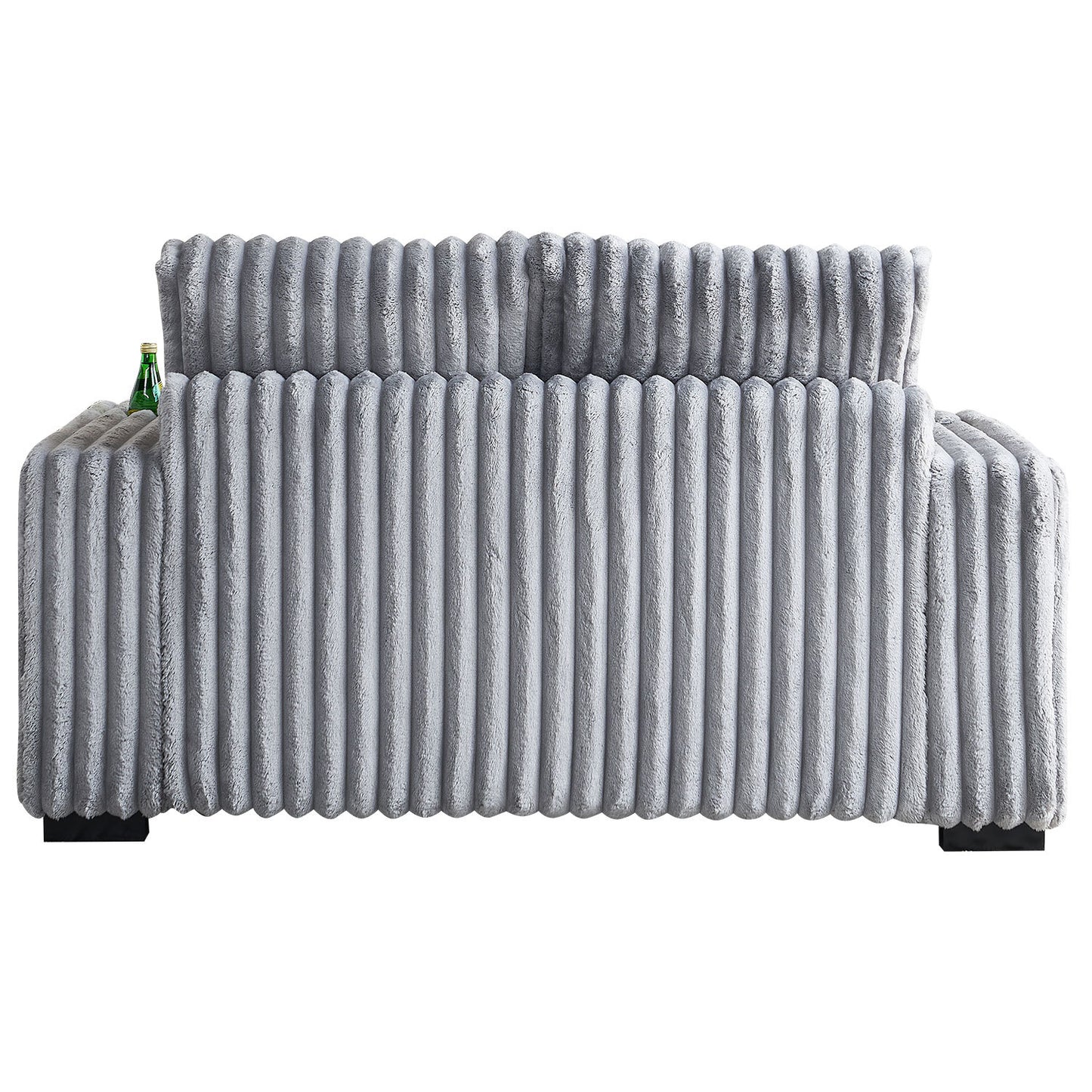 Gene Square Arm Loveseat With Ottoman - Light Gray