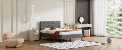 Ukin Full Size Upholstered Linen Platform Bed - Gray