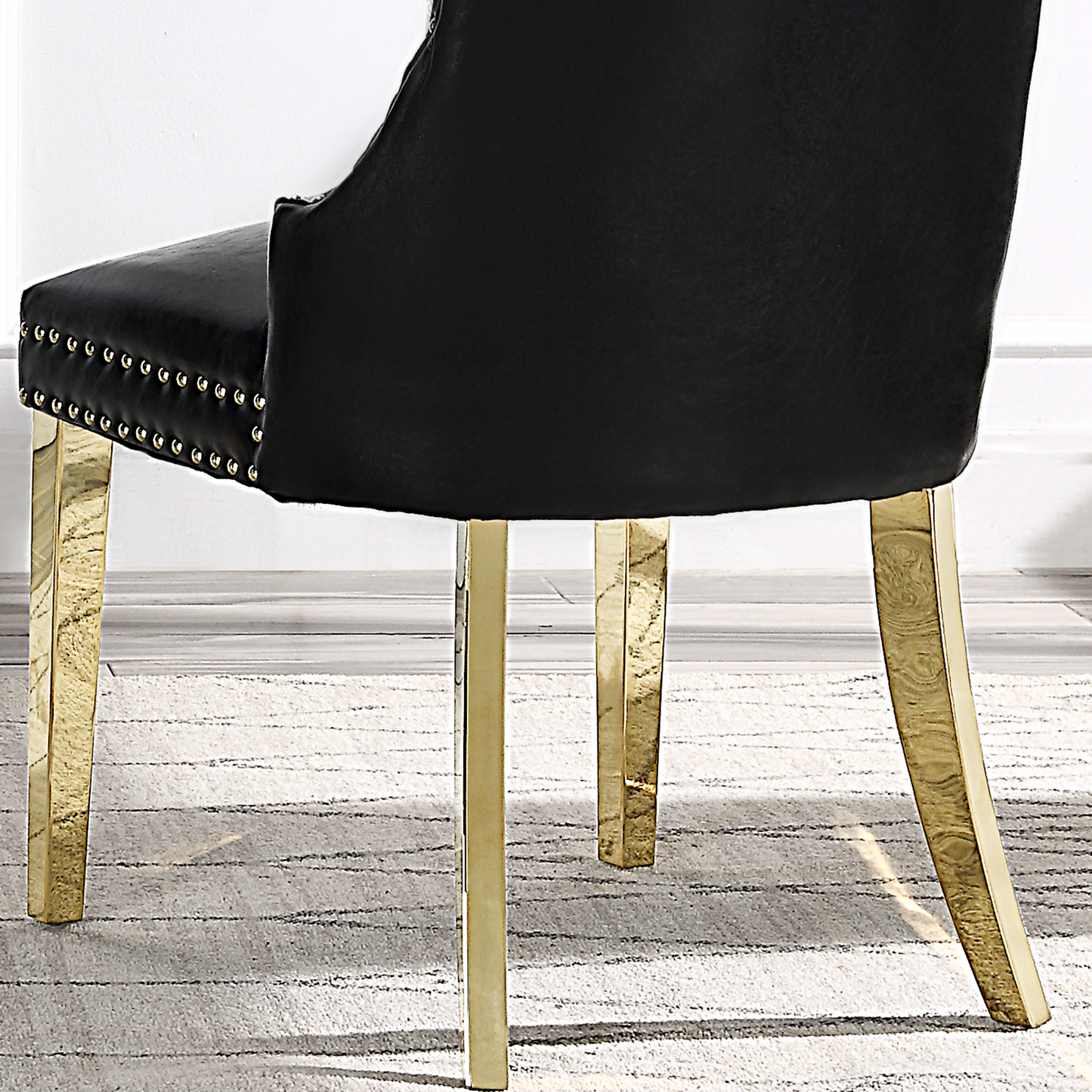 Mistie Velvet Dining Chairs w Golden Metal Leg (Set of 2) - Black