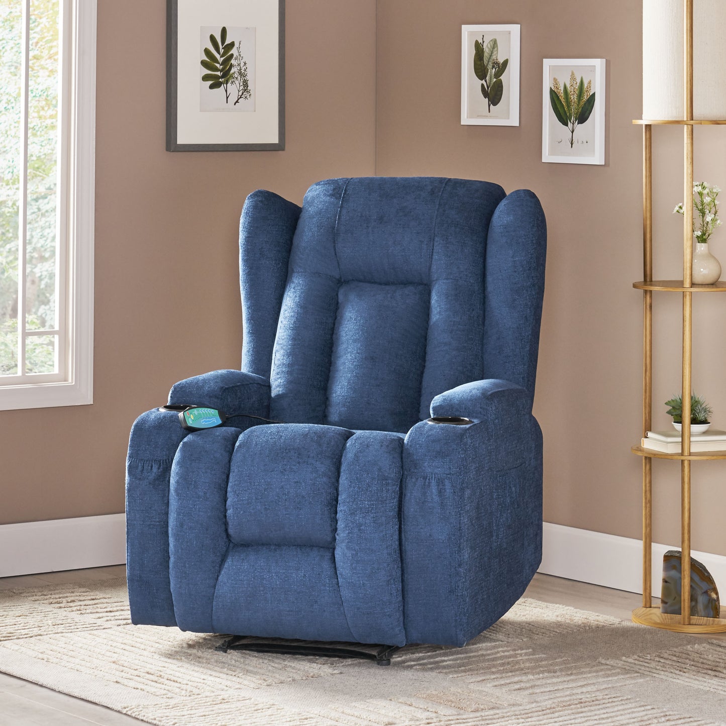 Lola Massage Recliner Chair - Navy Blue