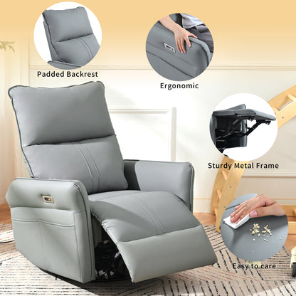 Amos Power Swivel Rocker Recliner Chair - Gray