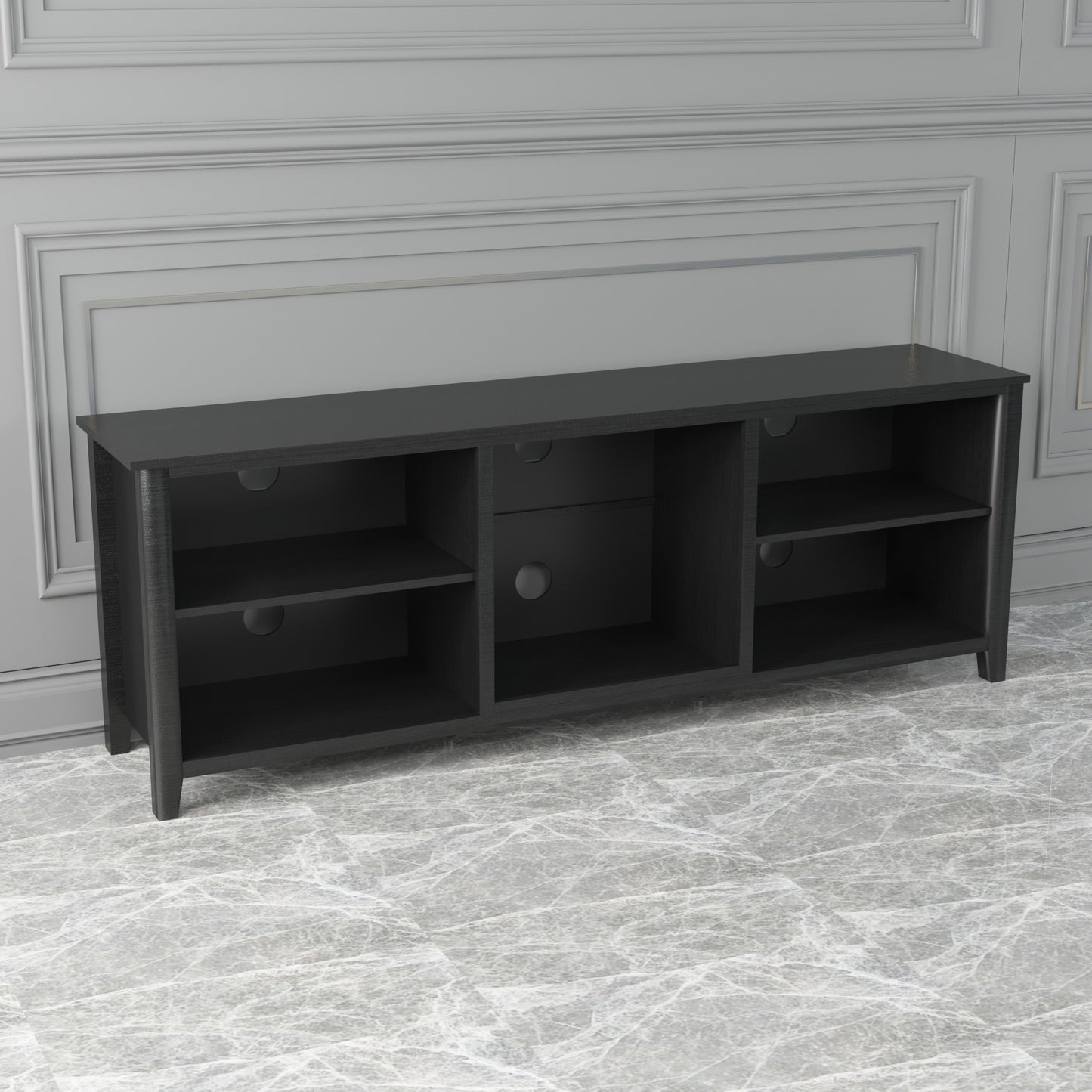 Wesley TV Stand Storage Media Console Entertainment Center - Black