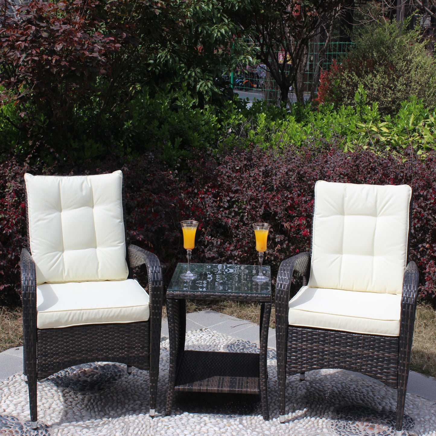 Brantley 3 Pc Outdoor Wicker Ratten Seat - Brown