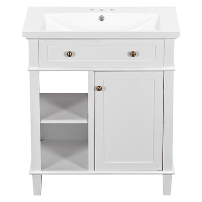 Aqua Bathroom Vanity with Ceramic Sink Set - White