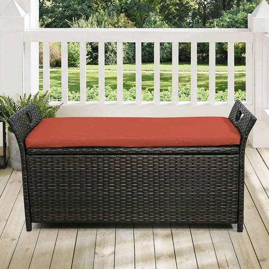 Boyer Patio Wicker Storage Bench - Red