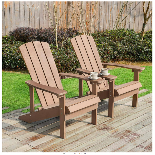 Aleta Patio Hips Plastic Adirondack Chair Lounger (2-Pack) - Brown