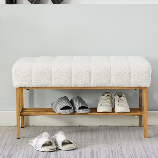 Lof Storage Shoe Bench - White