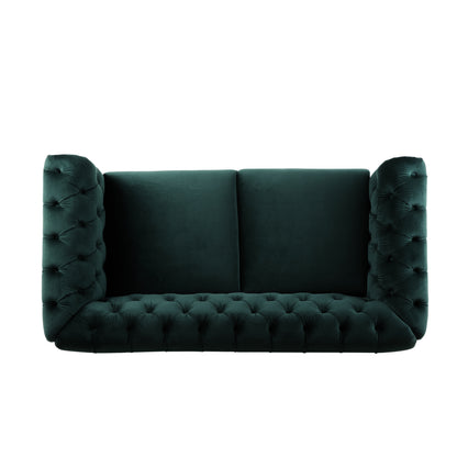 Vivalux Velvet Loveseat Sofa - Dark Green