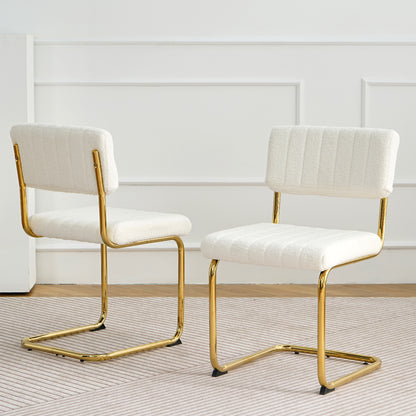 Ezell Dining Chairs with Gold Metal Leg (Set of 2) - White