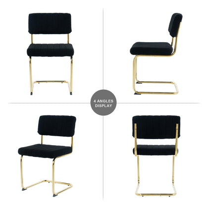 Ezell Dining Chairs with Gold Metal Leg (Set of 4) - Black