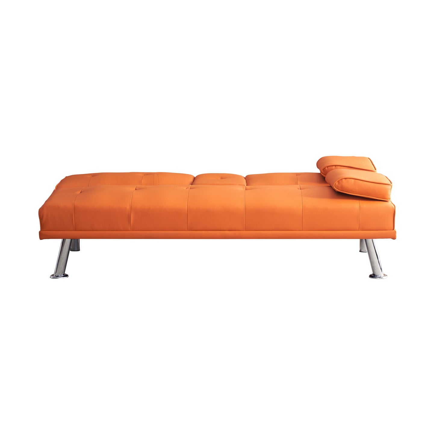 Neza Convertible Faux Leather Sofa Bed  - Orange