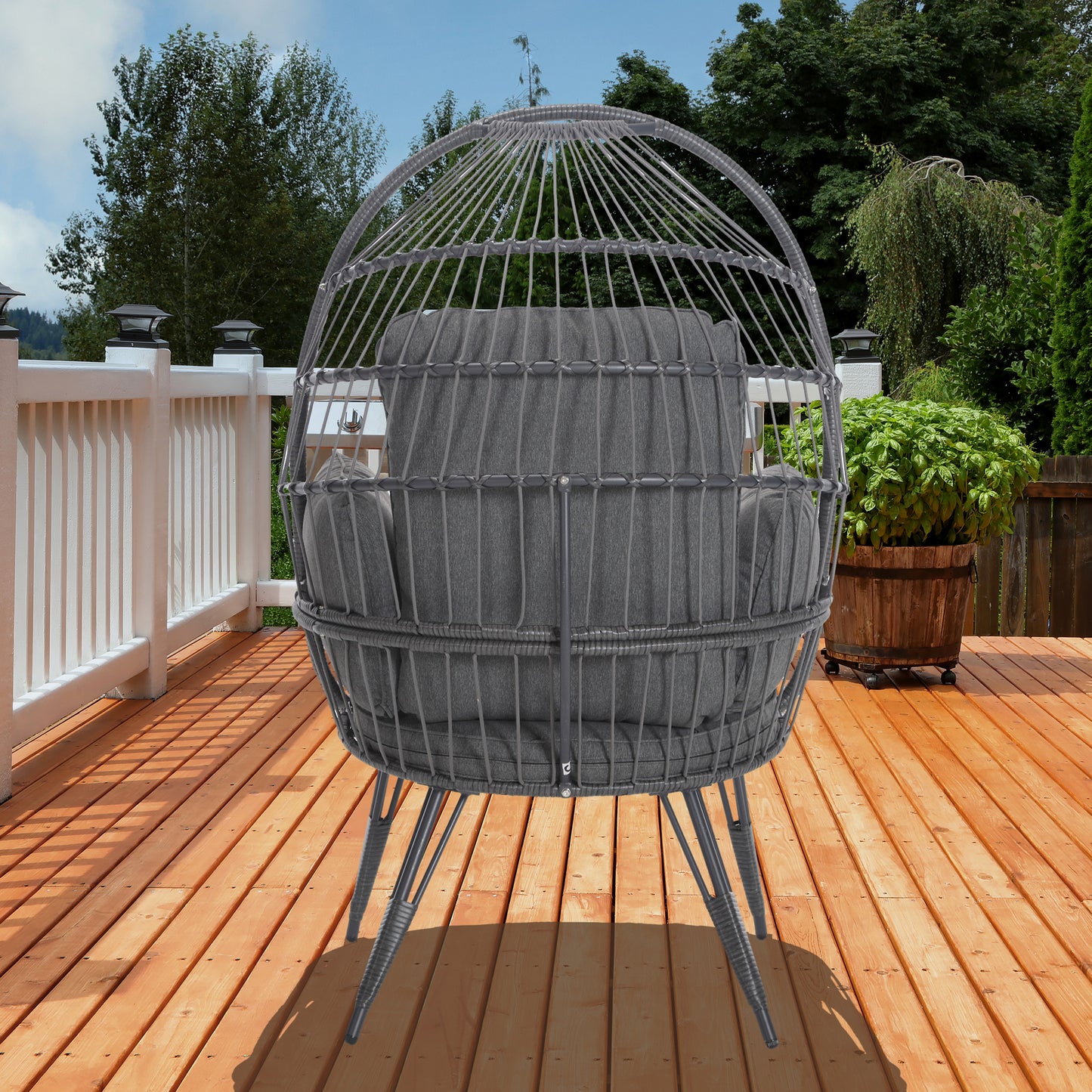 Mora Egg Wicker Outdoor Indoor Basket Chair - Gray