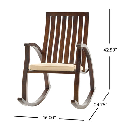 Nelson Acacia Wood Rocking Chair with Cushion - Brown