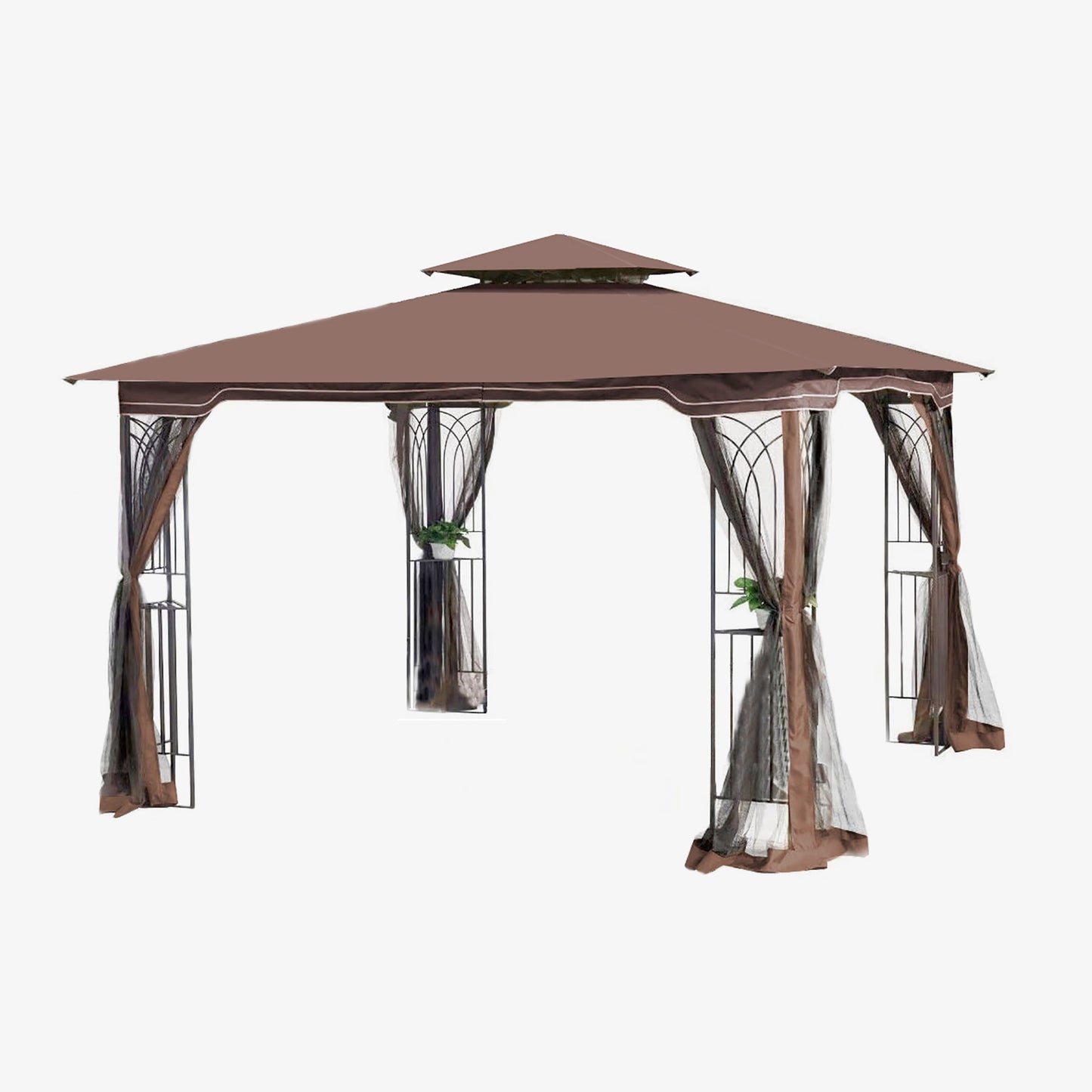 Zamora 10 x 10 ft Outdoor Patio Gazebo Canopy Tent - Brown