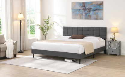 Elegant King Size Platform Bed Frame - Gray