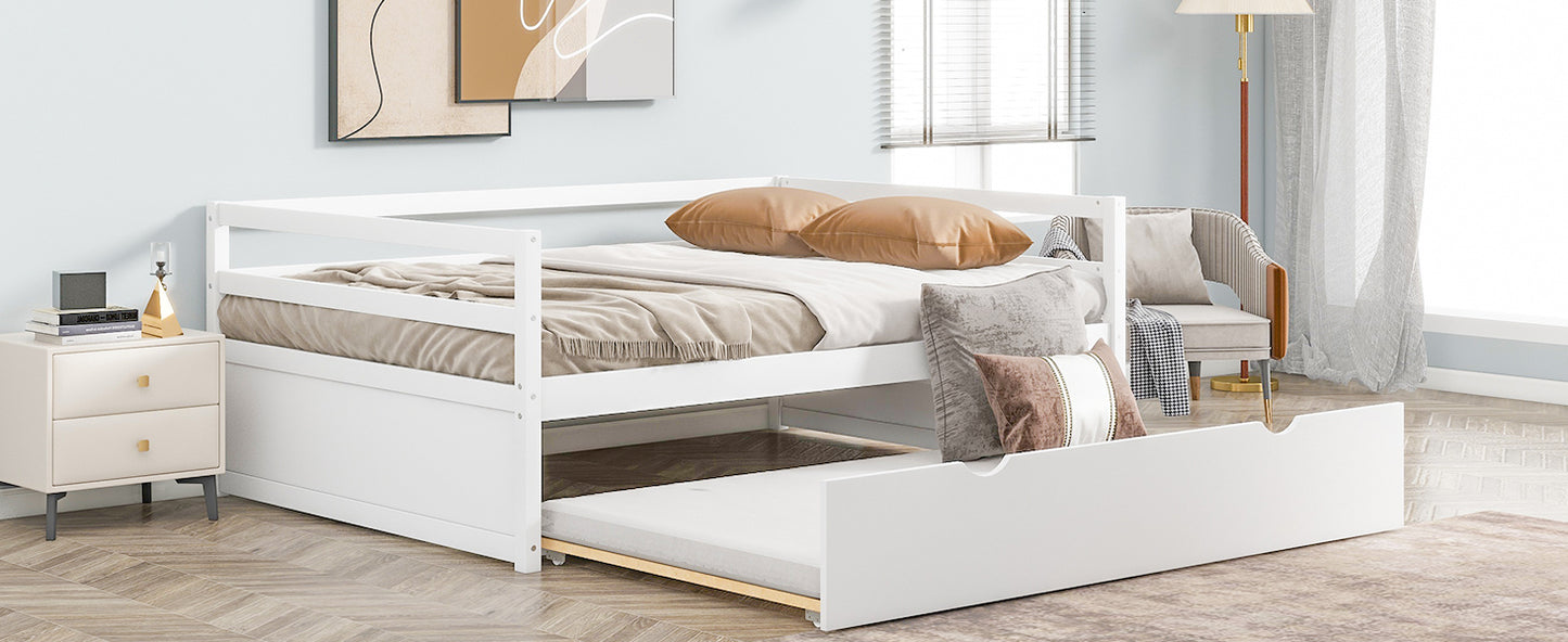 Zim Twin Size Daybed with Twin Size Trundle - White