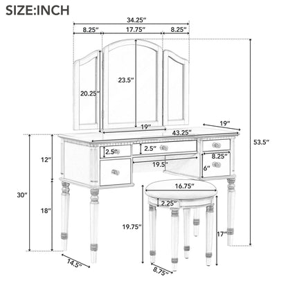 Hannah Makeup Vanity Set for Bedroom - Silver