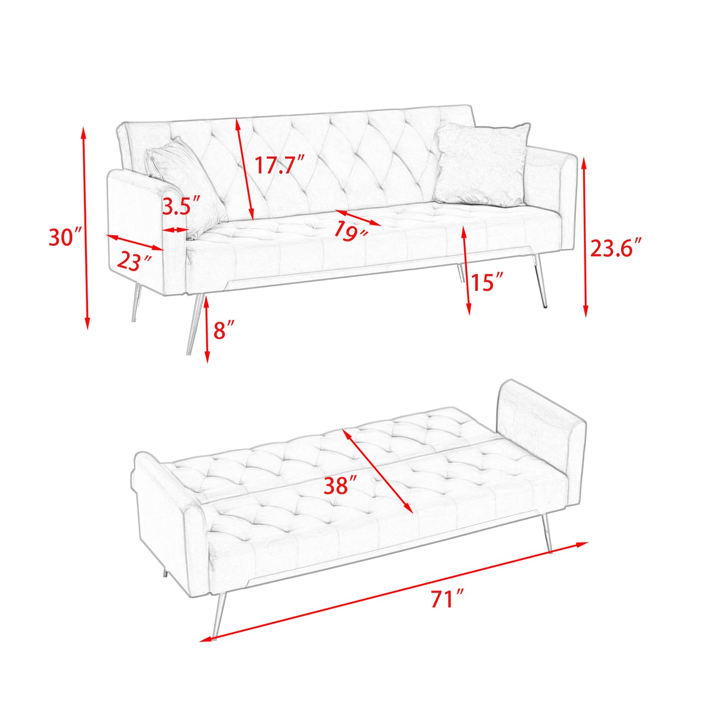 Norse Convertible Sofa Bed- Gray