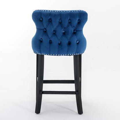 Velvet Wing-Back Barstools - Blue Set of 2