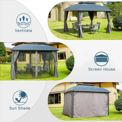 Nilla 10 X 12 ft Outdoor Hardtop Gazebo - Black