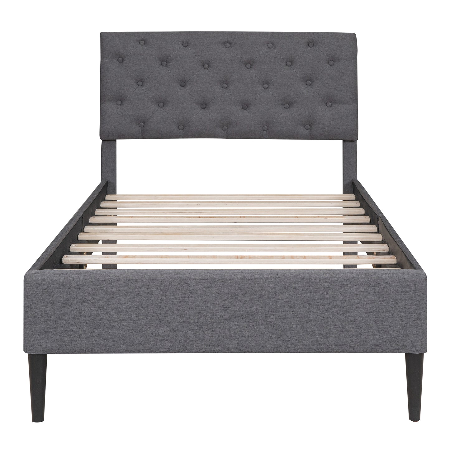 Ukin Twin Size Upholstered Linen Platform Bed - Gray