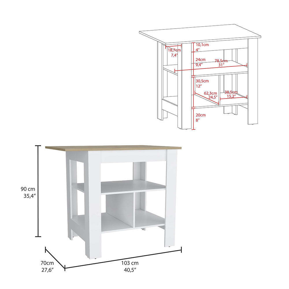 Harmony Hub Kitchen Island - White