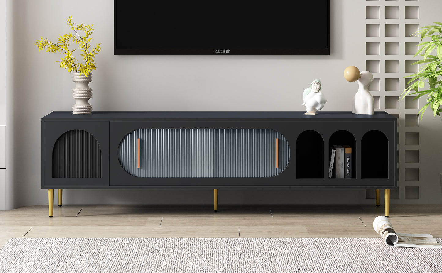 Jona TV Stand Entertainment Center - Black