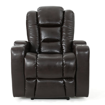 Mylah Recliner Chair PU with Arm Storage with USB - Brown