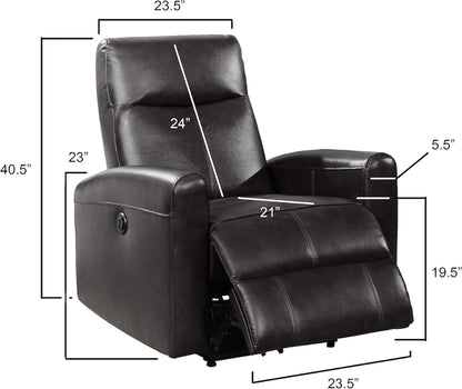 Snyder Electric Leather Recliner Chair with Gentle Lower Lumbar Massager - Black