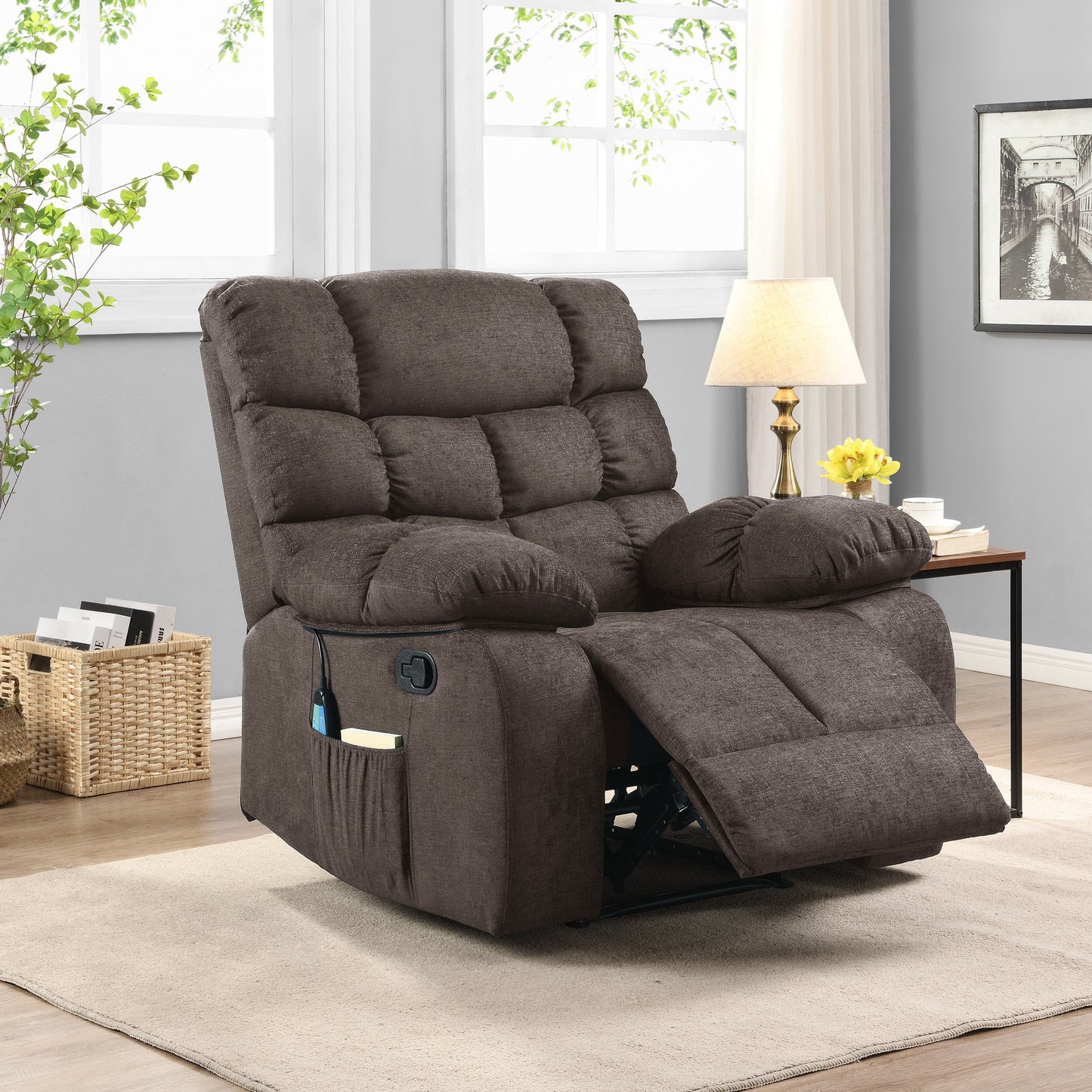 Jovan Power Recliner with Massage - Brown