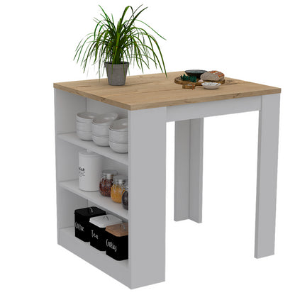 Elkins 3-Drawer Kitchen Island - White & Pine