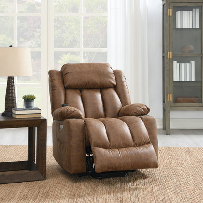 Omarion Power Recliner w/Lift, Heating & Massage - Brown