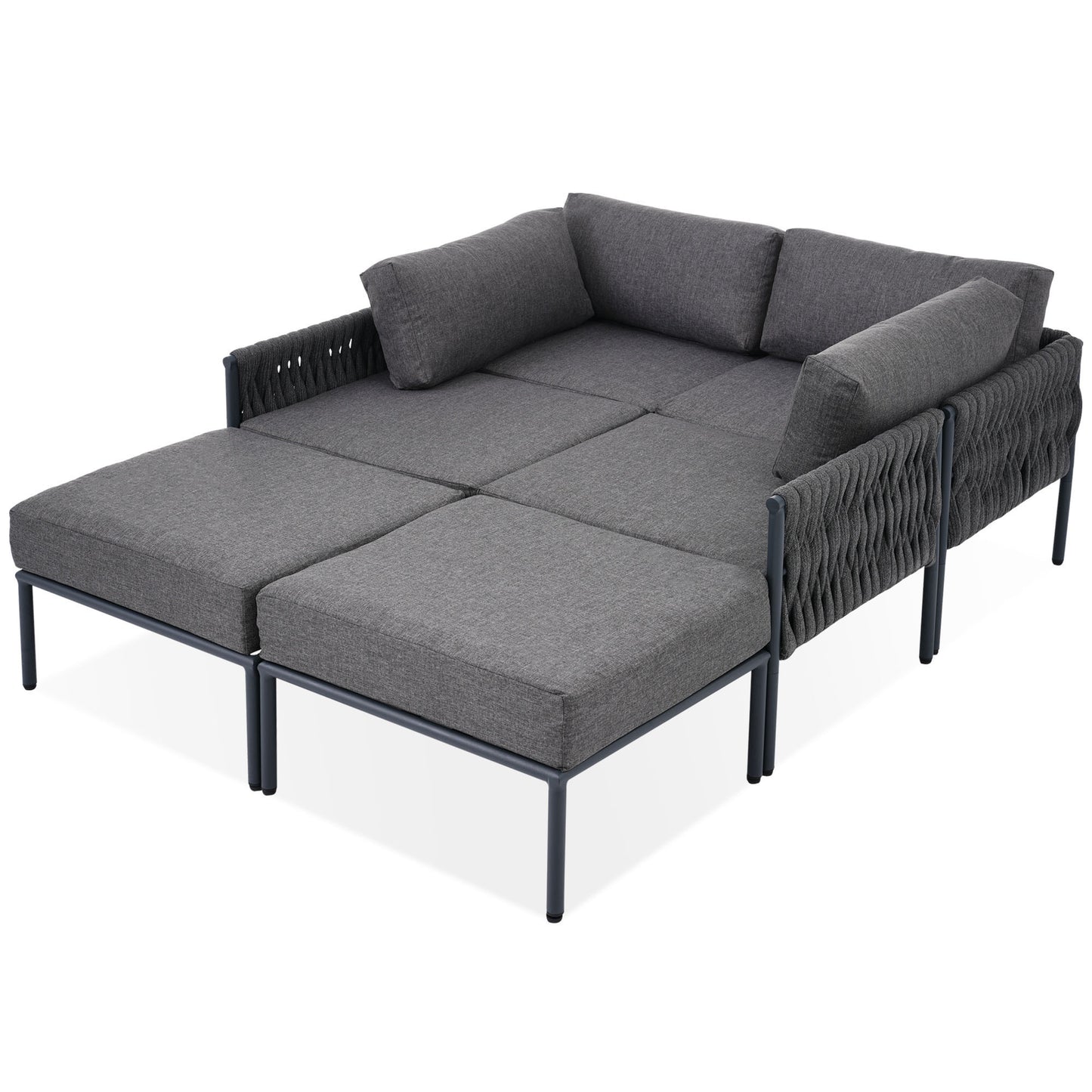 Shana 9 Pc  Aluminum Patio Sectional Sofa Set - Gray