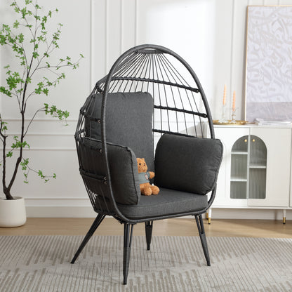 Mora Egg Wicker Outdoor Indoor Basket Chair - Gray