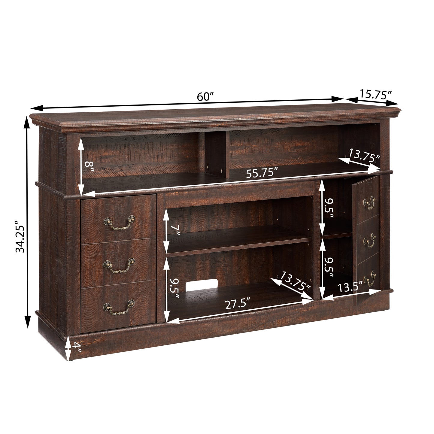 Bambi Traditional TV Media Stand - Espresso