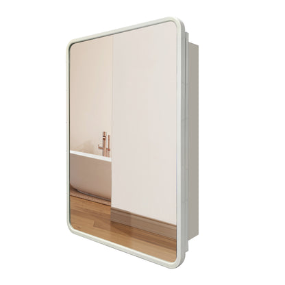 Luxo Vanity  White Metal Framed  Bathroom Medicine Cabinet with Mirror