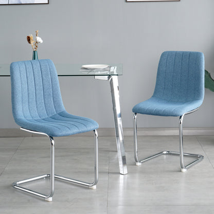 Jayro Fabric Dining Chairs with Metal Leg (Set of 4) - Blue