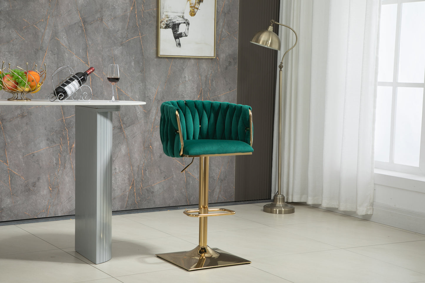 Noah Vintage Counter Height Bar Chairs   - Emerald Set of 2